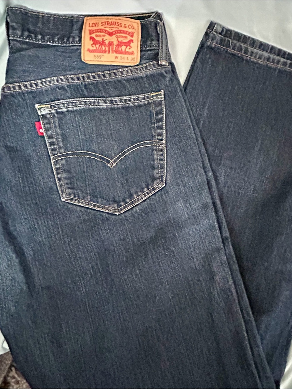 Levis 559 Jeans Men’s 34x32 Relaxed Straight Leg Dark Wash Tumbled Rigid